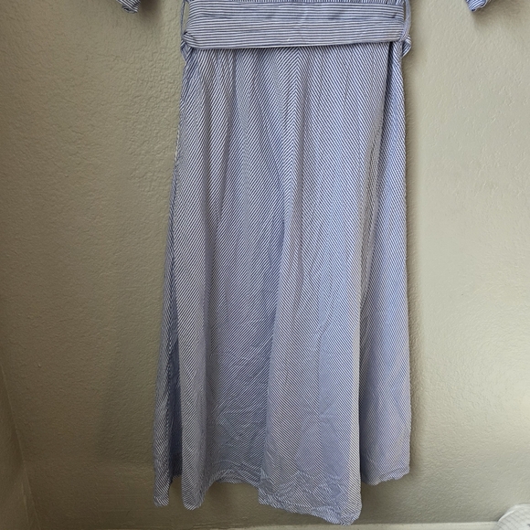 Zara Womens Blue White Striped Sz Small Buttom Collar Belted Shirt Dress - Picture 10 of 16